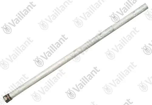 Vaillant Anode, zylindrisches Metallteil mit einer endlichen Länge, einem Anschluss am Ende. Eignet sich für den Austausch in entsprechenden Heizsystemen.